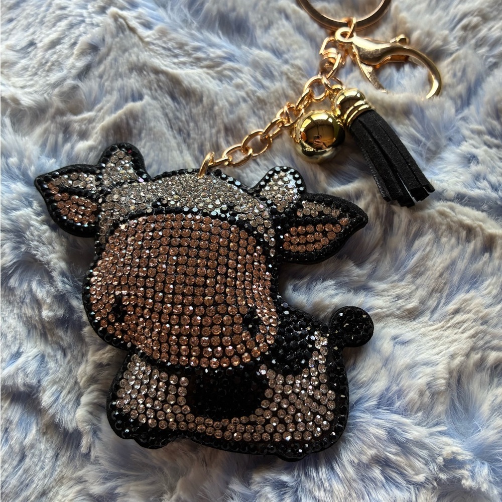 Crystal Cow Keychain Charm
